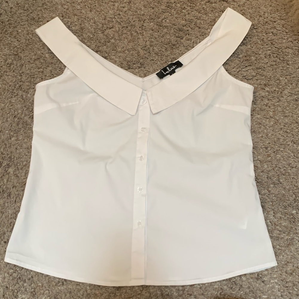Lulus White blouse button-down top